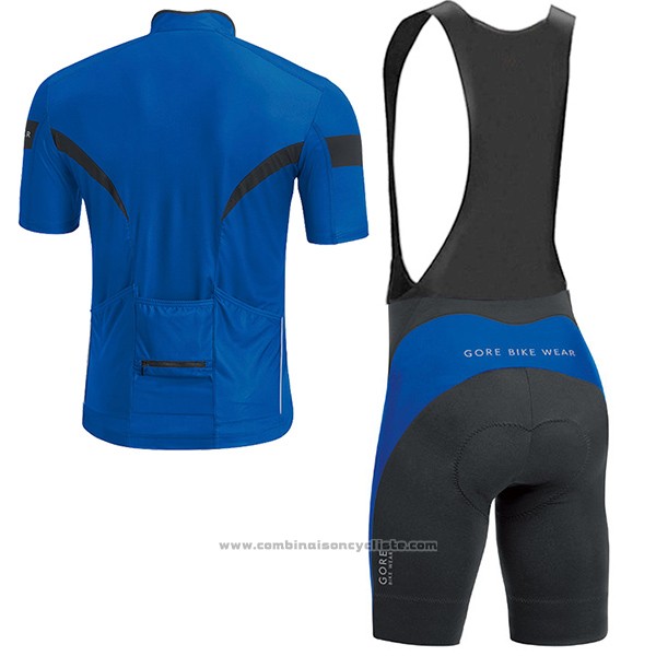 2017 Maillot Cyclisme Gore Bike Wear Power Bleu Manches Courtes et Cuissard